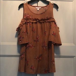 Floral Lauren Conrad Cold Shoulder Top